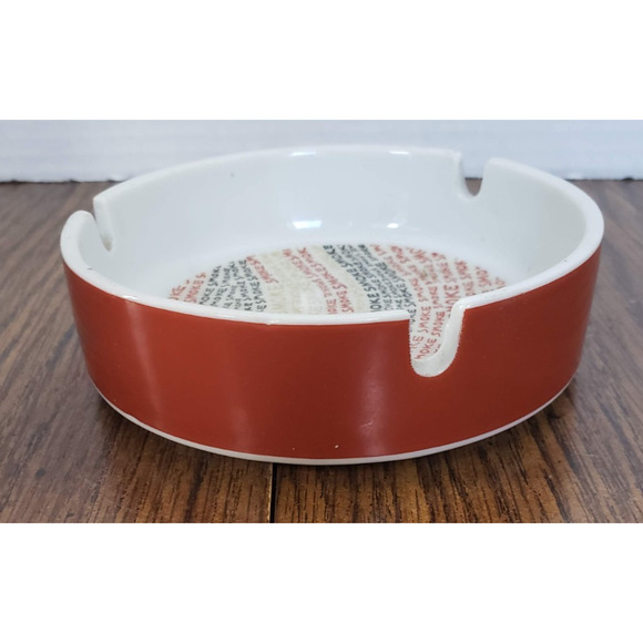 Vintage 1980's Smoking Red and White Smokes 5 Inch Ceramic 3 Slot Ashtray - Picture 3 of 7